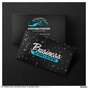 Car Wash & Auto detailing Water Drop Black Blue Business Card